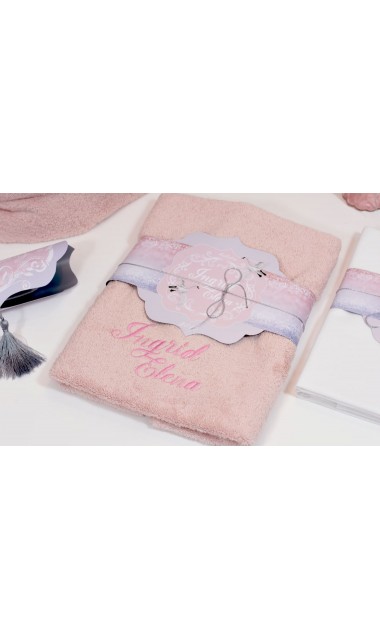 Trusou de botez pentru fetite, roz cu silver, lebada argintie  Silver Swan  19